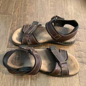 Dr Scholl’s Men's Brown Leather Velcro Strap Sandals,13